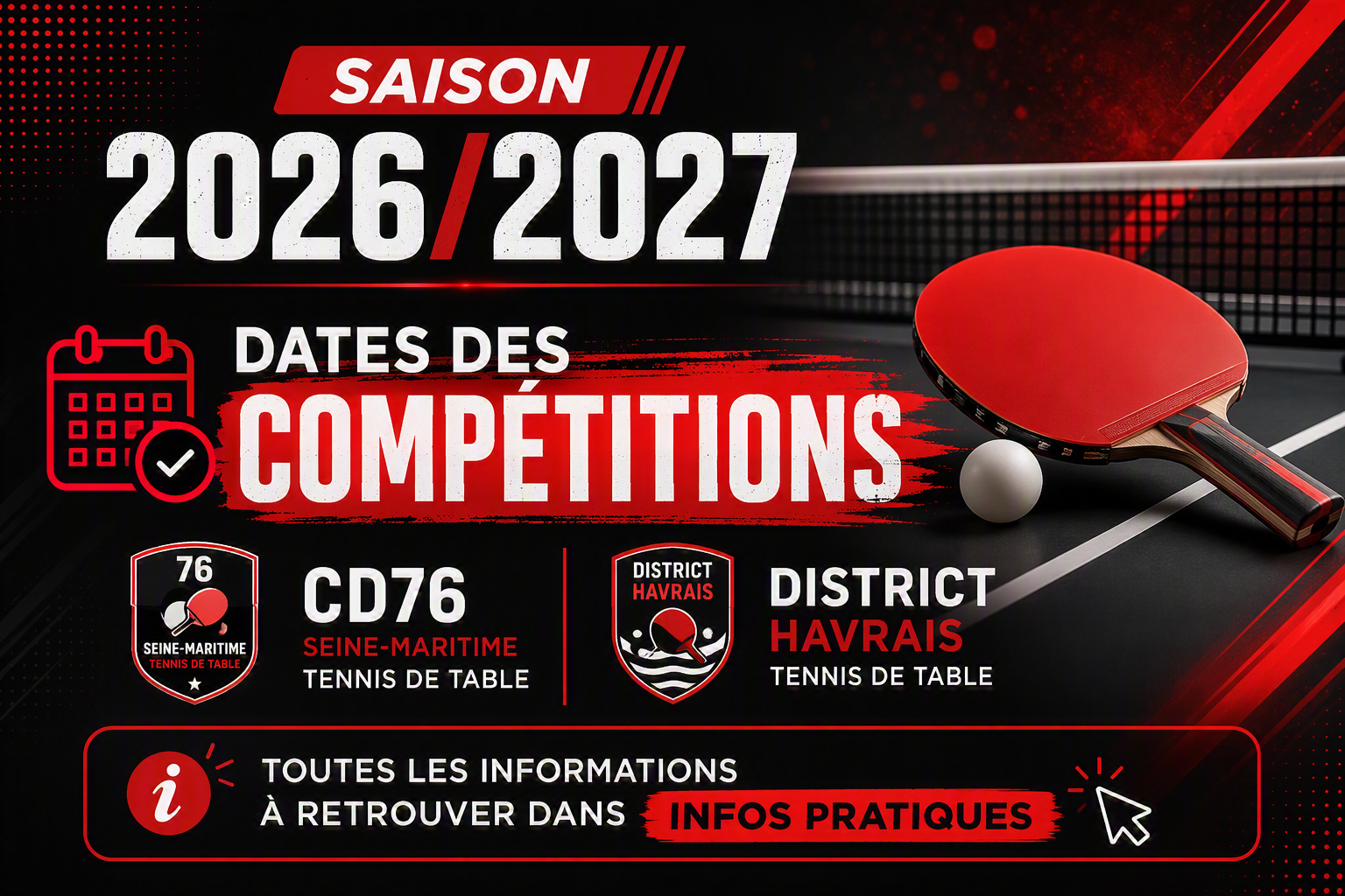 DATES DES COMPETITIONS DU CD76 ET DU DISTRICT : 2026/2027