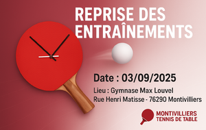 Reprise des entrainements dirigés le 03 septembre 2025
