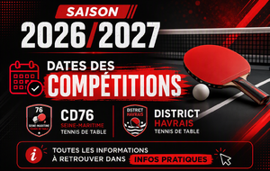 DATES DES COMPETITIONS DU CD76 ET DU DISTRICT : 2026/2027