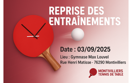 Reprise des entrainements dirigés le 03 septembre 2025